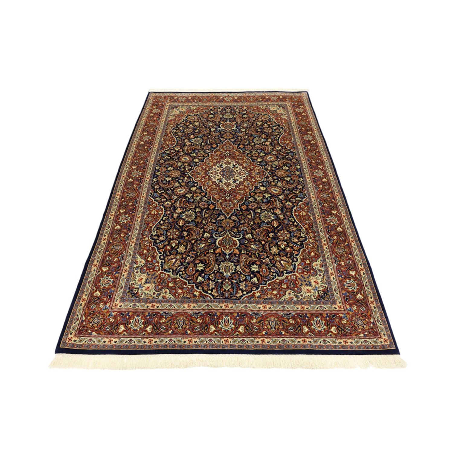 Tapis persan - Keshan - 203 x 132 cm - bleu foncé