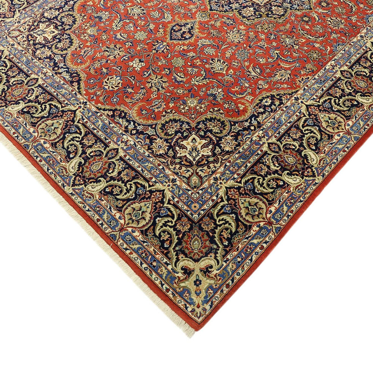 Tapis persan - Ghom - Royal - Chaîne de soie - 220 x 141 cm - rouge