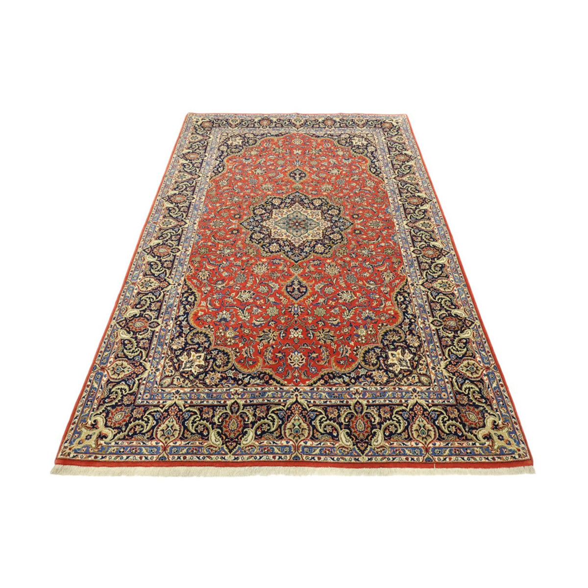 Tapis persan - Ghom - Royal - Chaîne de soie - 220 x 141 cm - rouge