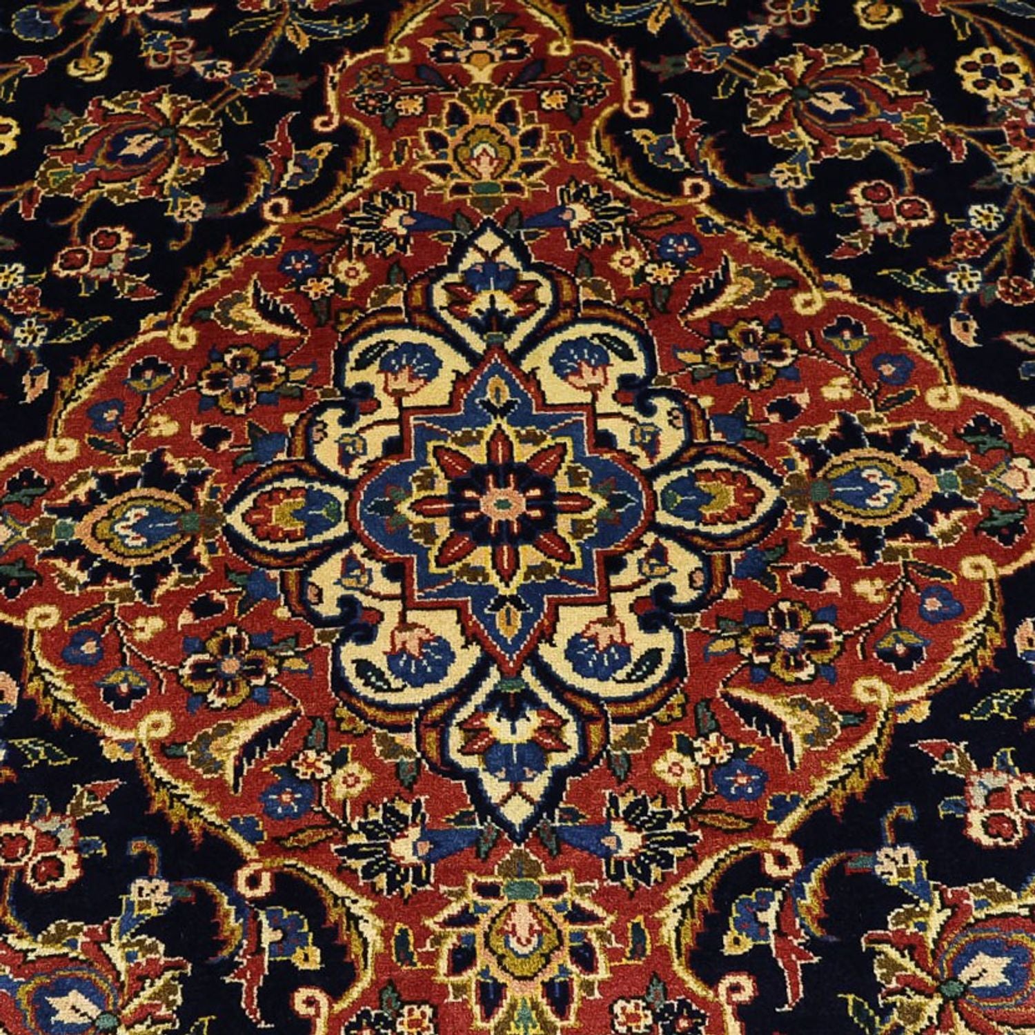 Tapis persan - Keshan - 321 x 221 cm - bleu foncé