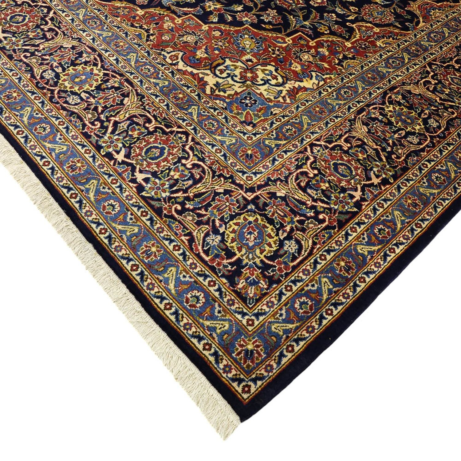 Tapis persan - Keshan - 321 x 221 cm - bleu foncé