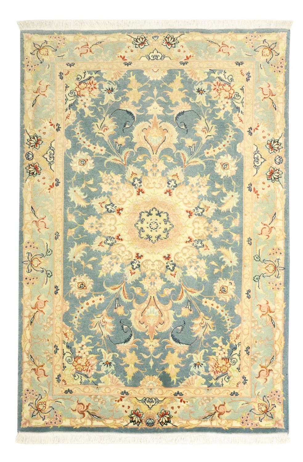 Tapis persan - Tabriz - 119 x 81 cm - bleu clair