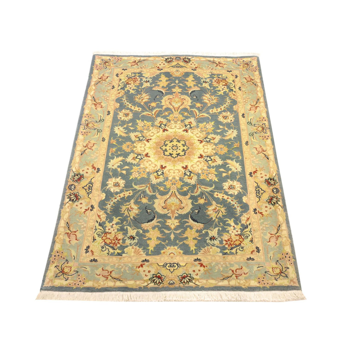Tapis persan - Tabriz - 119 x 81 cm - bleu clair