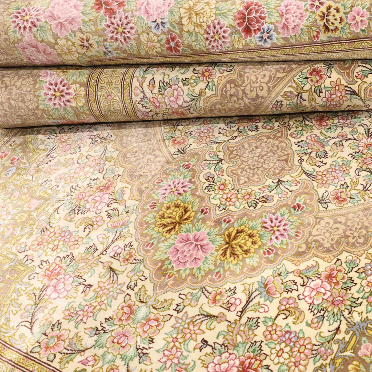 Tapis persan - Ghom - Royal - 165 x 101 cm - beige clair