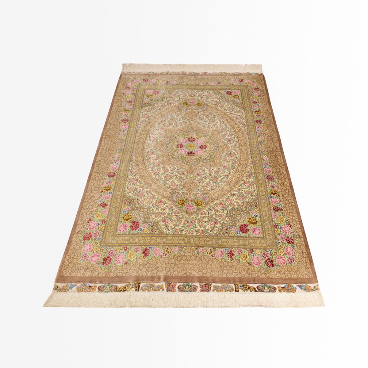 Tapis persan - Ghom - Royal - 165 x 101 cm - beige clair