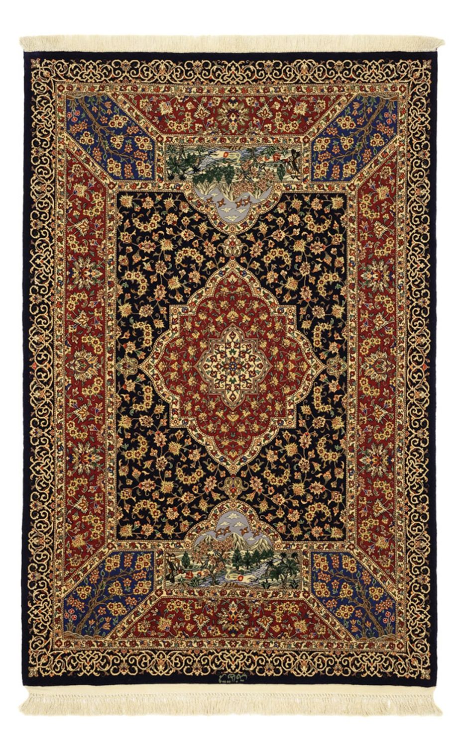 Tapis persan - Ghom - 154 x 100 cm - beige foncé
