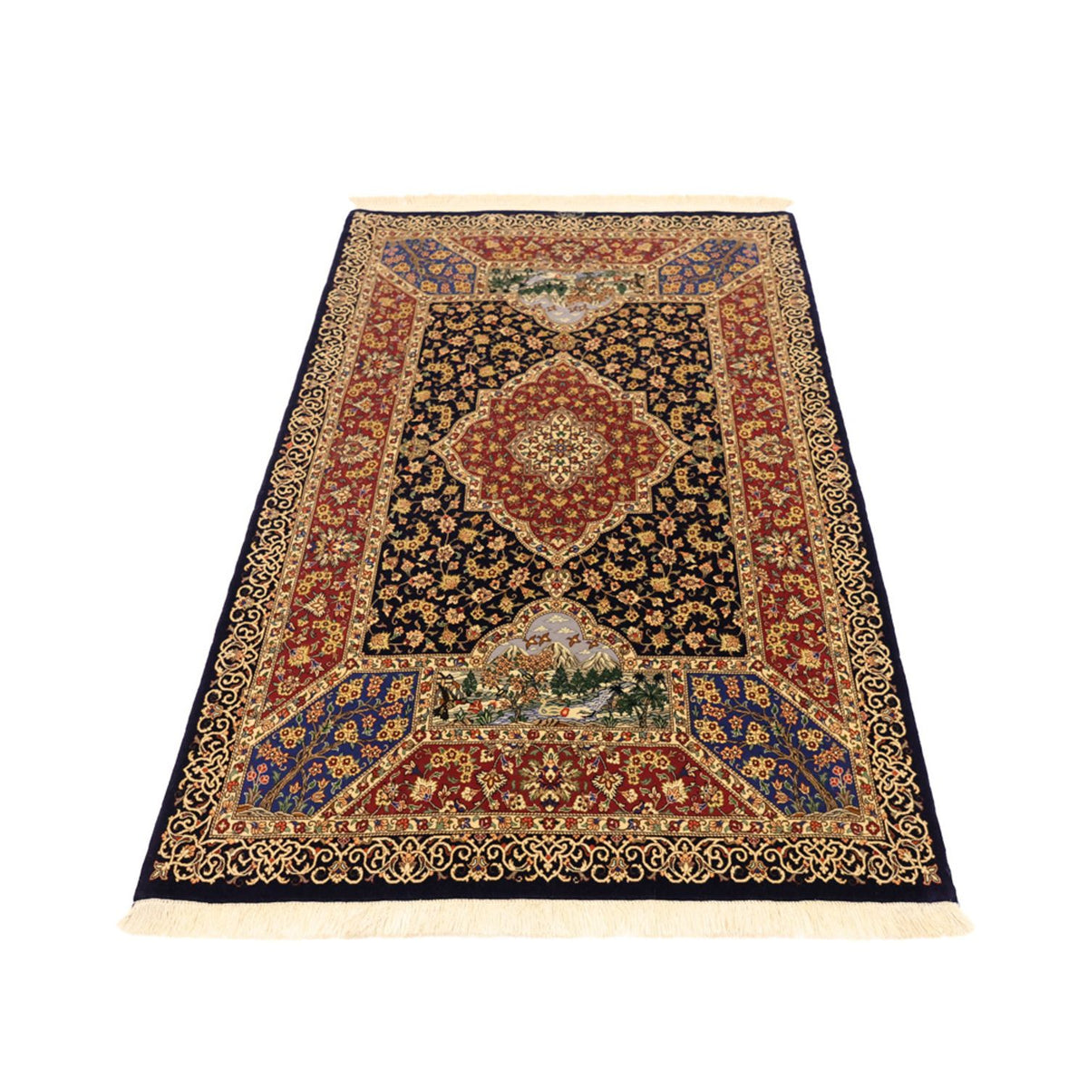 Tapis persan - Ghom - 154 x 100 cm - beige foncé