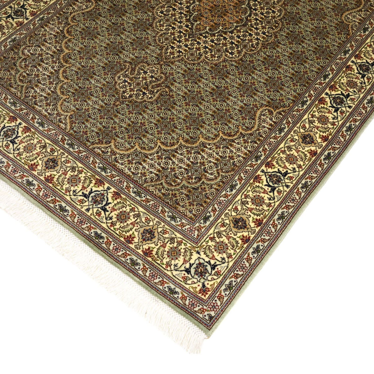 Tapis persan - Tabriz - Royal - 151 x 100 cm - vert olive