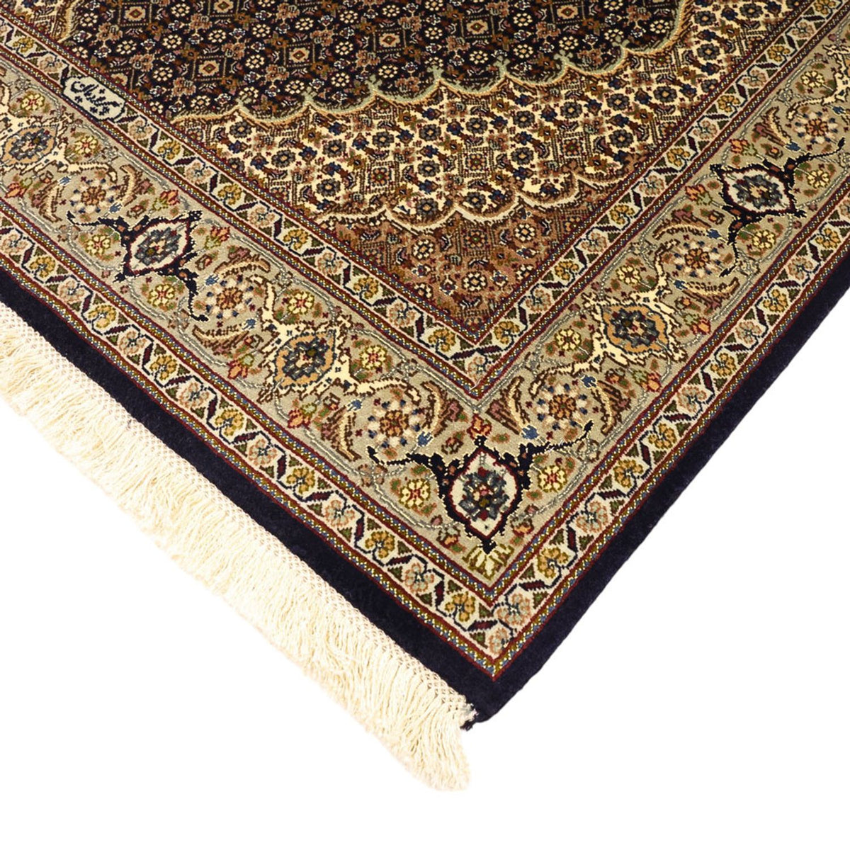 Tapis persan - Tabriz - Royal - Chaîne de soie - 149 x 100 cm - beige foncé