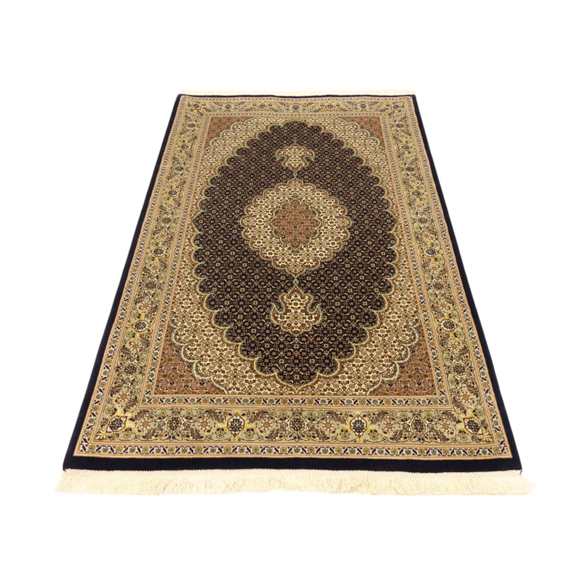 Tapis persan - Tabriz - Royal - Chaîne de soie - 159 x 98 cm - beige foncé