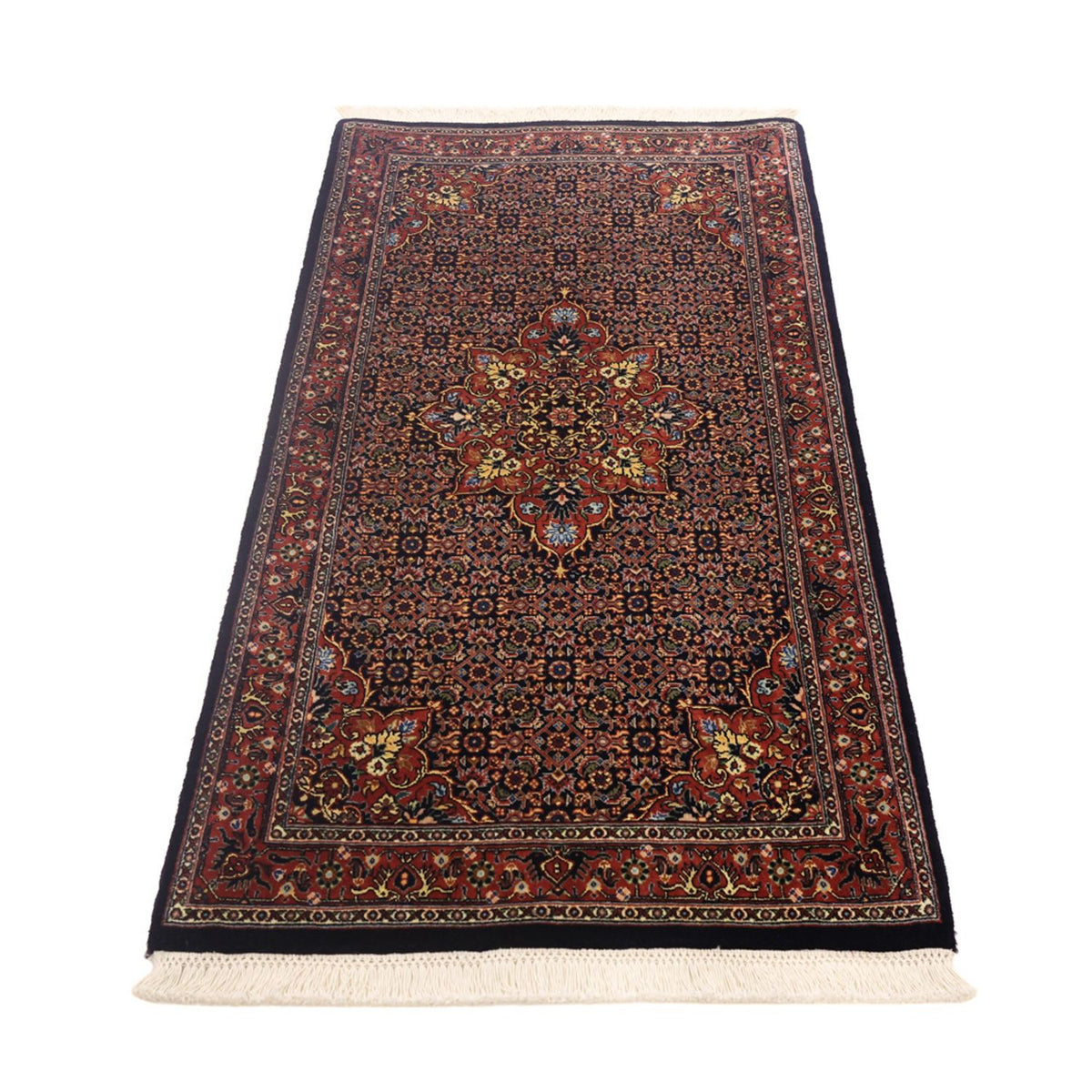 Tapis persan - Bidjar - 144 x 75 cm - rouge foncé