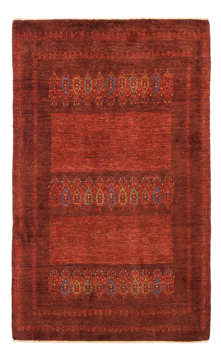 Tapis Gabbeh - Persan Kashkuli - 131 x 82 cm - rouge foncé