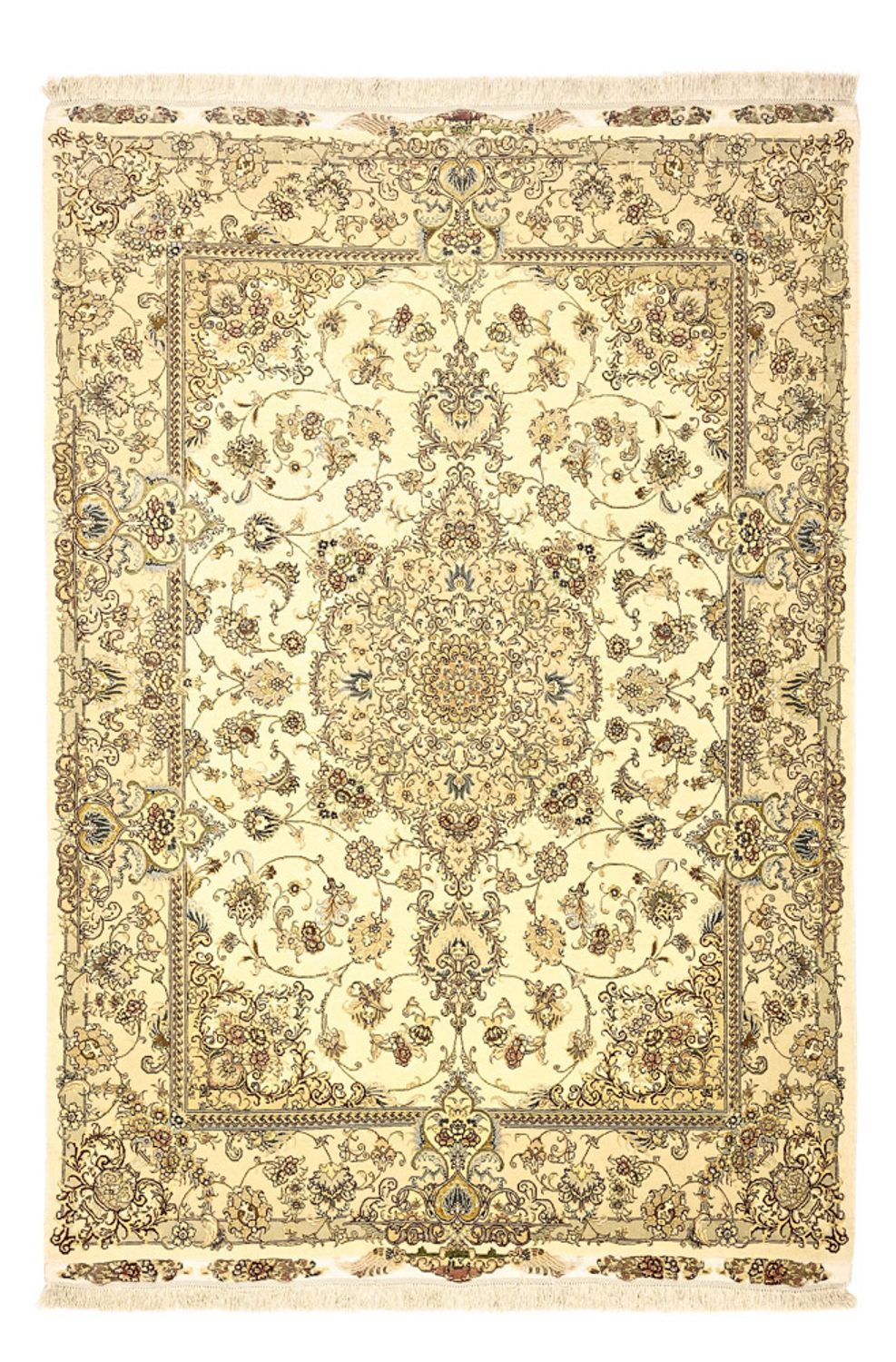 Tapis persan - Tabriz - Premium - Chaîne de soie - 206 x 145 cm - beige