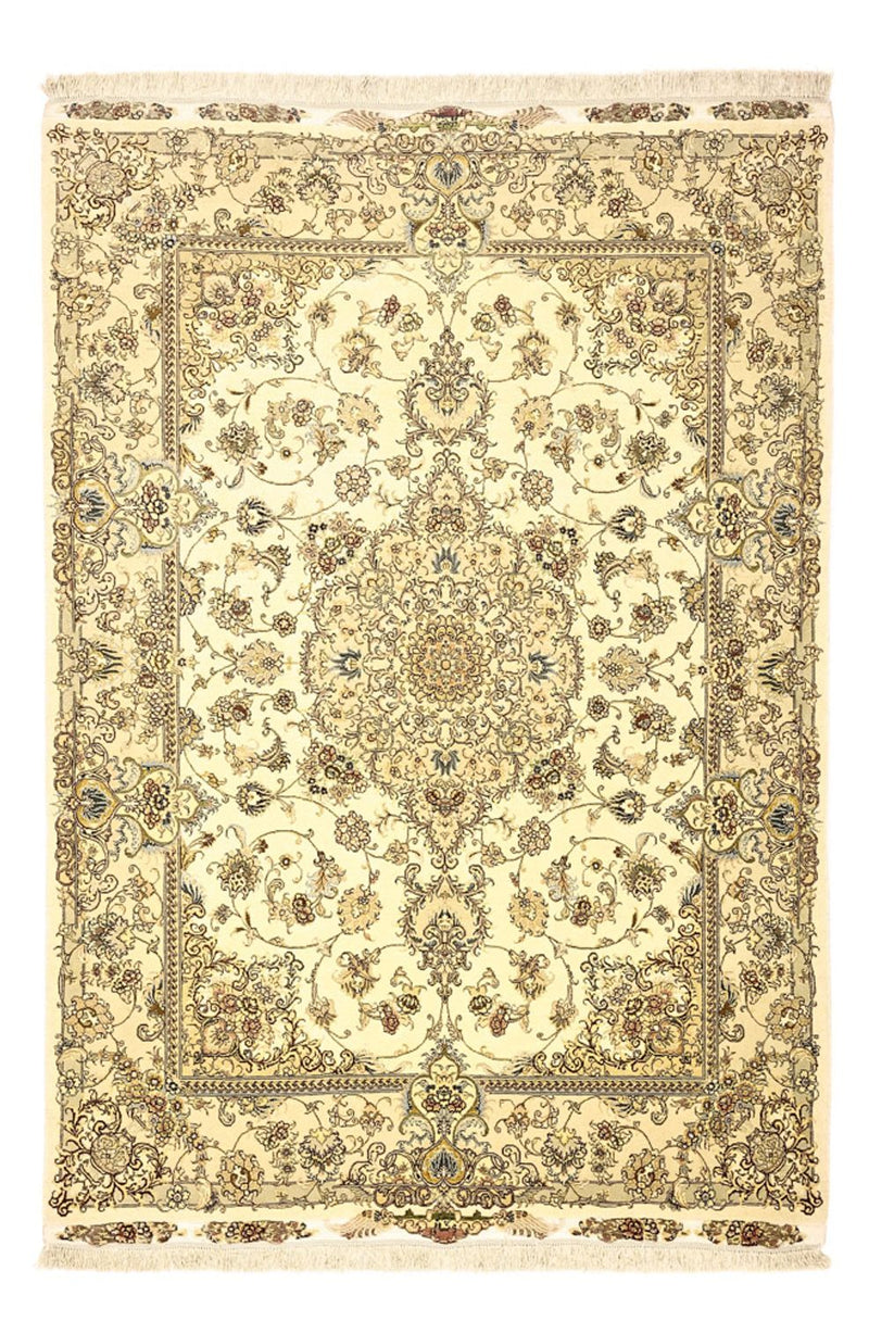 Tapis persan - Tabriz - Premium - Chaîne de soie - 206 x 145 cm - beige