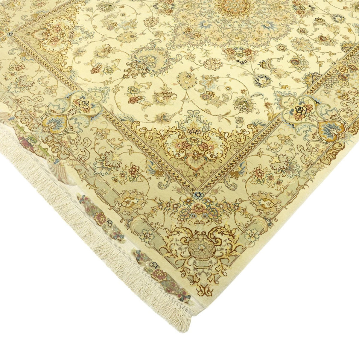 Tapis persan - Tabriz - Premium - Chaîne de soie - 206 x 145 cm - beige