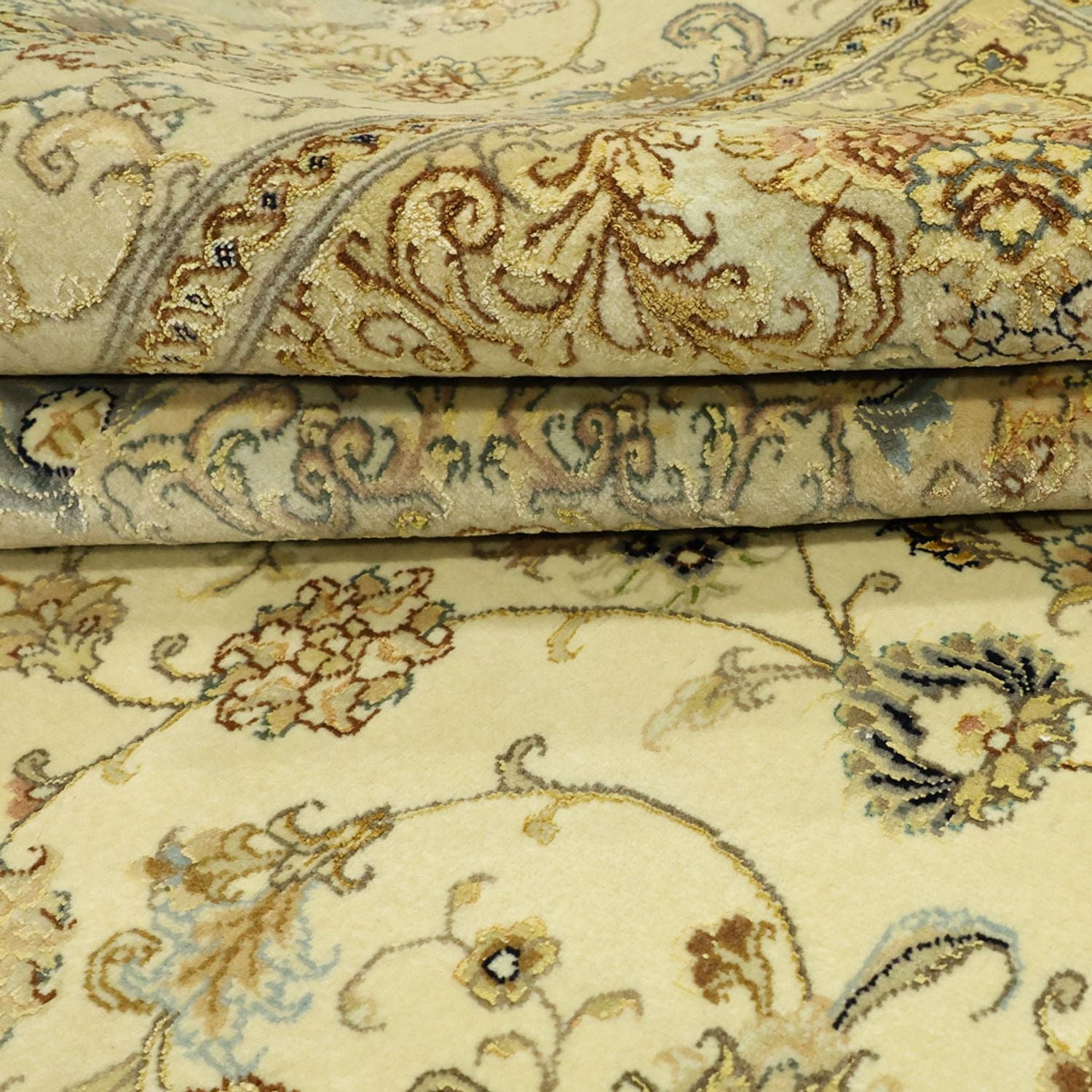 Tapis persan - Tabriz - Premium - Chaîne de soie - 206 x 145 cm - beige