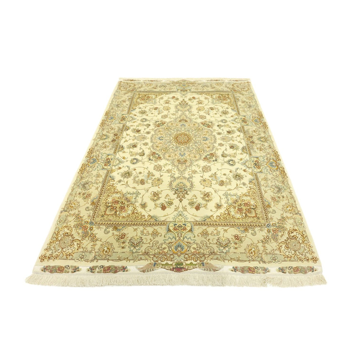 Tapis persan - Tabriz - Premium - Chaîne de soie - 206 x 145 cm - beige