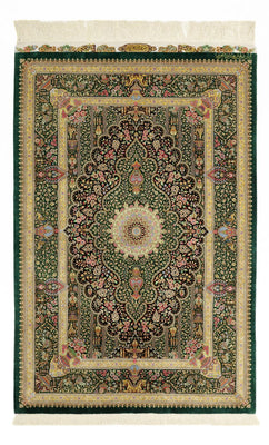 Tapis persan - Ghom - Royal - 156 x 99 cm - beige foncé
