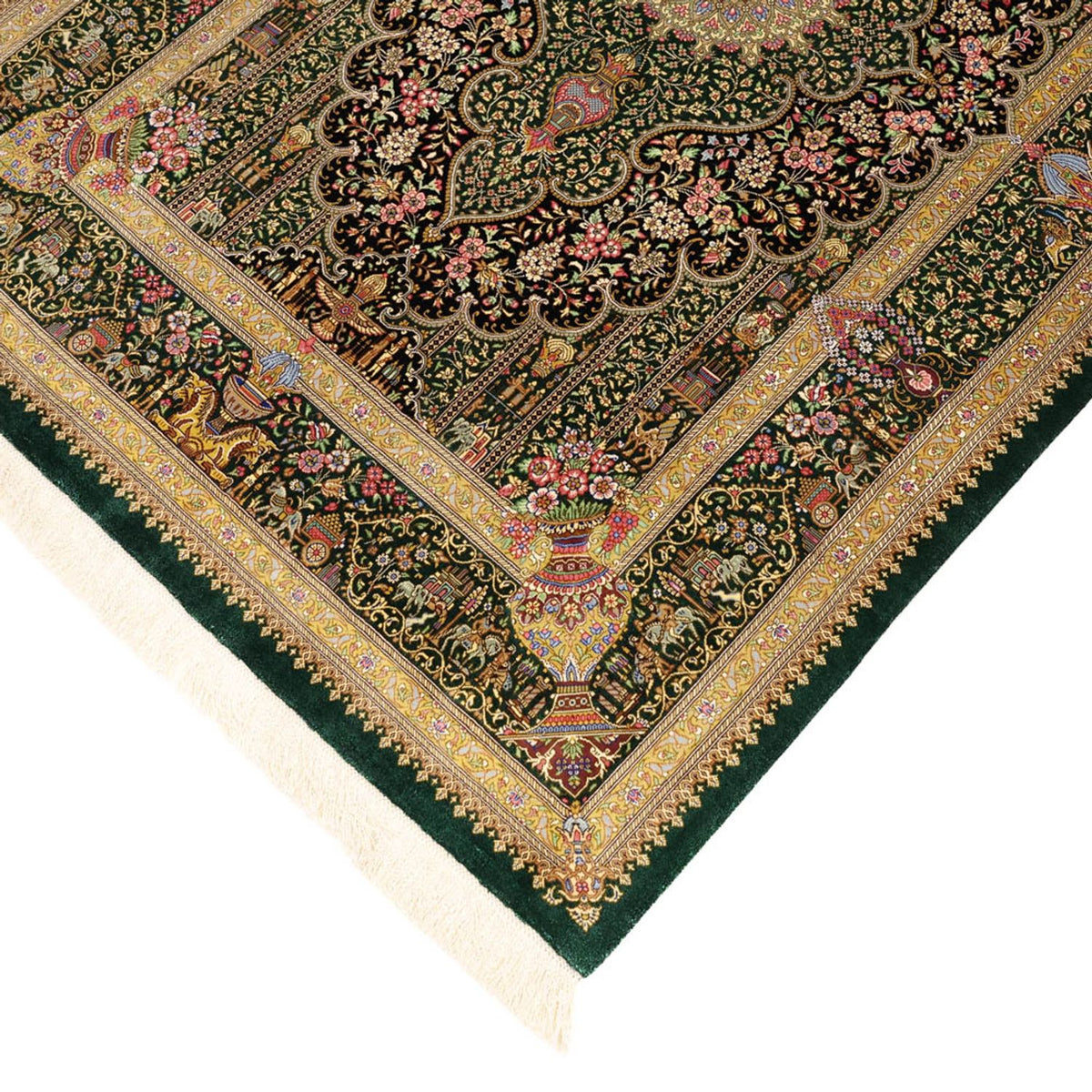 Tapis persan - Ghom - Royal - 156 x 99 cm - beige foncé