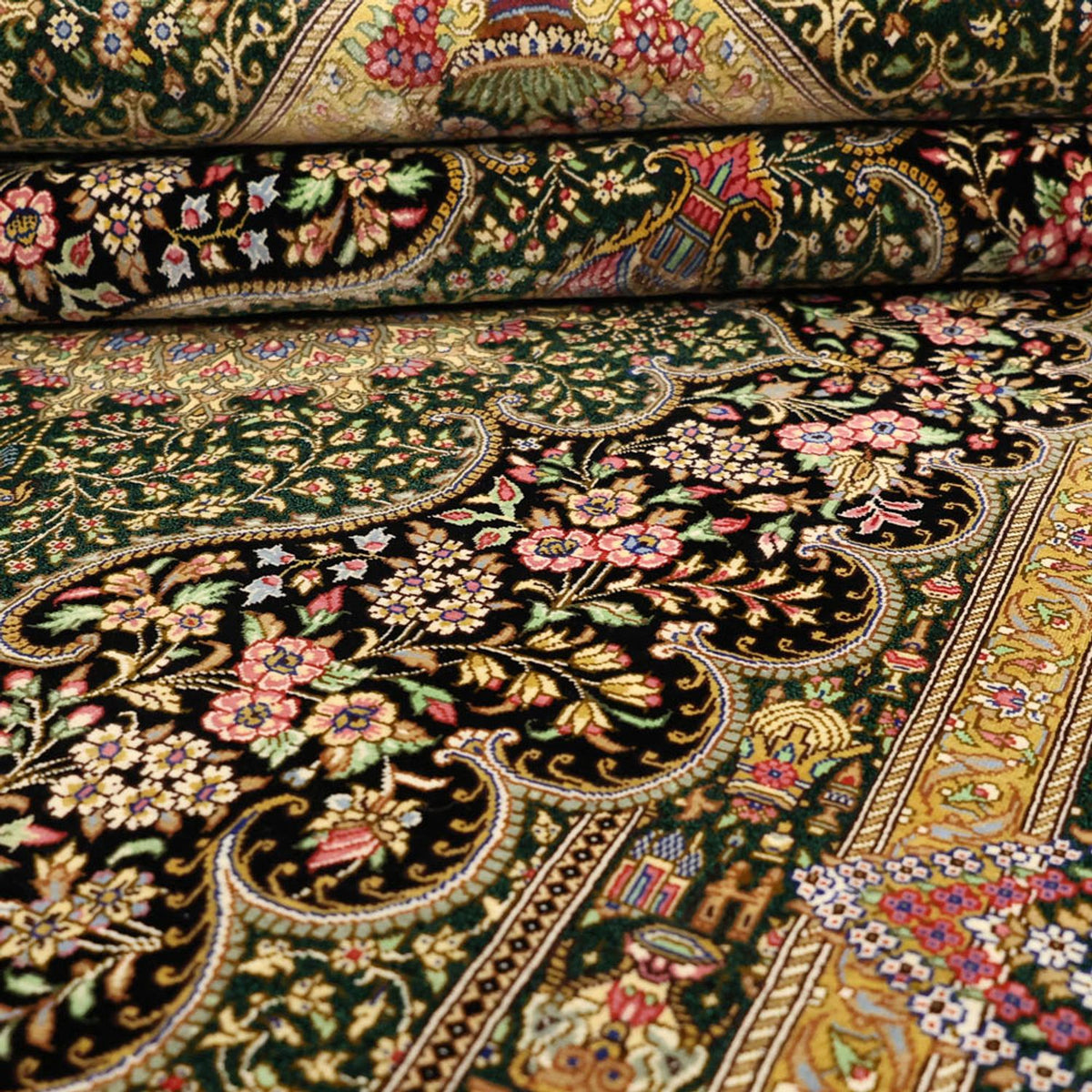 Tapis persan - Ghom - Royal - 156 x 99 cm - beige foncé