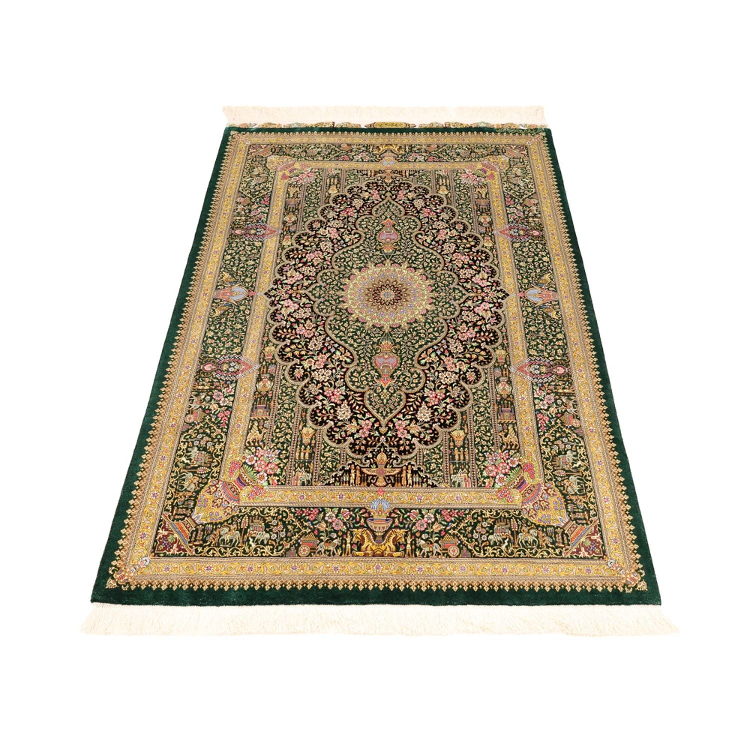 Perserteppich - Ghom - Royal - 156 x 99 cm - dunkelbeige