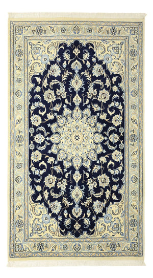Tapis persan - Nain - Royal - 152 x 87 cm - bleu foncé