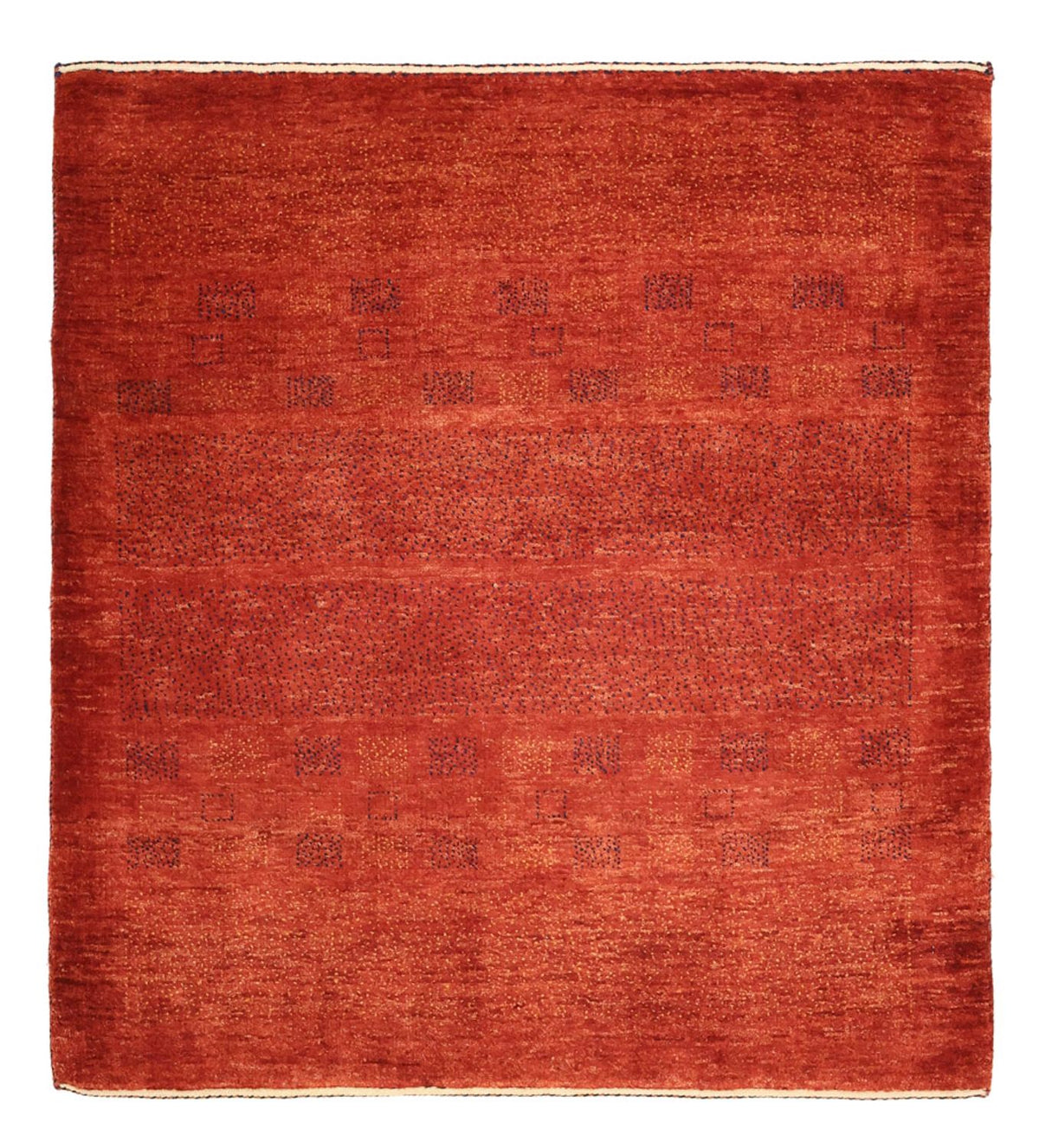 Tapis Gabbeh - Persan Kashkuli carré  - 112 x 101 cm - rouge foncé