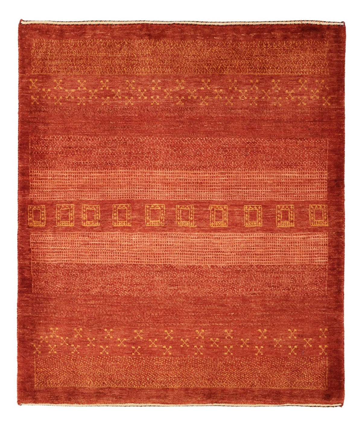 Tapis Gabbeh - Persan Kashkuli - 113 x 97 cm - rouge