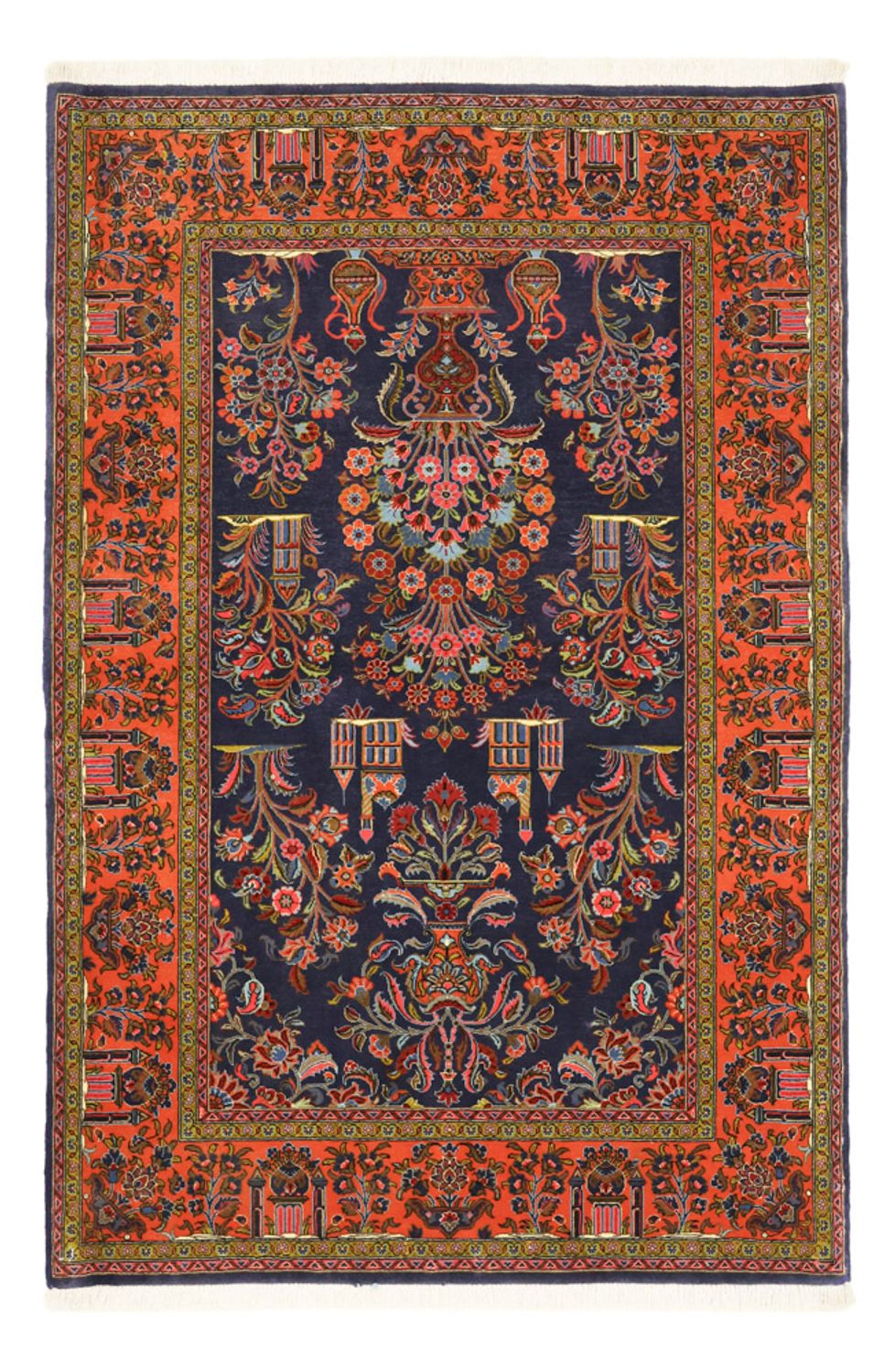 Tapis persan - Classique - 161 x 110 cm - bleu foncé