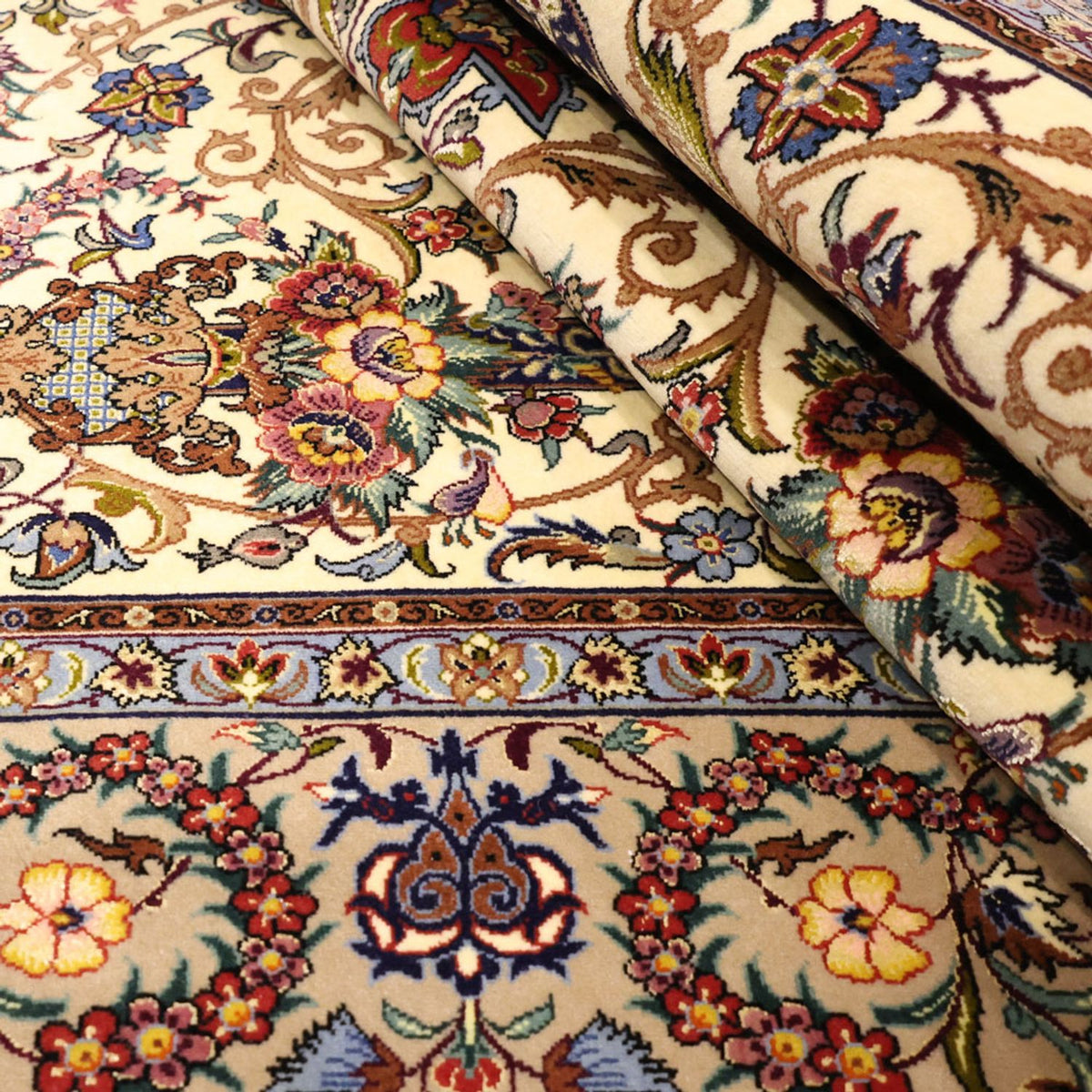 Tapis persan - Isfahan - Premium - Chaîne de soie - 171 x 111 cm - beige