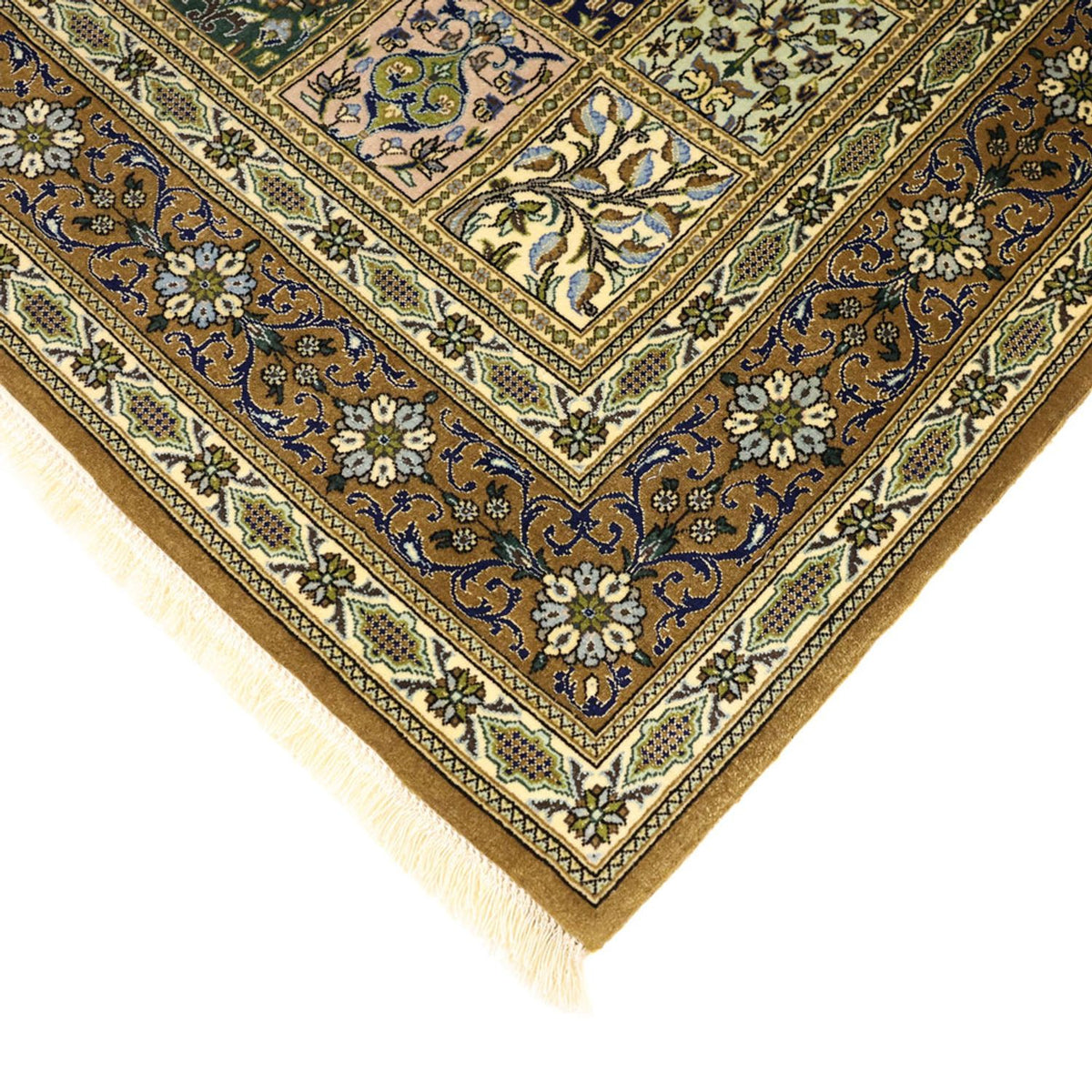 Tapis persan - Ghom - Royal - 154 x 102 cm - vert olive