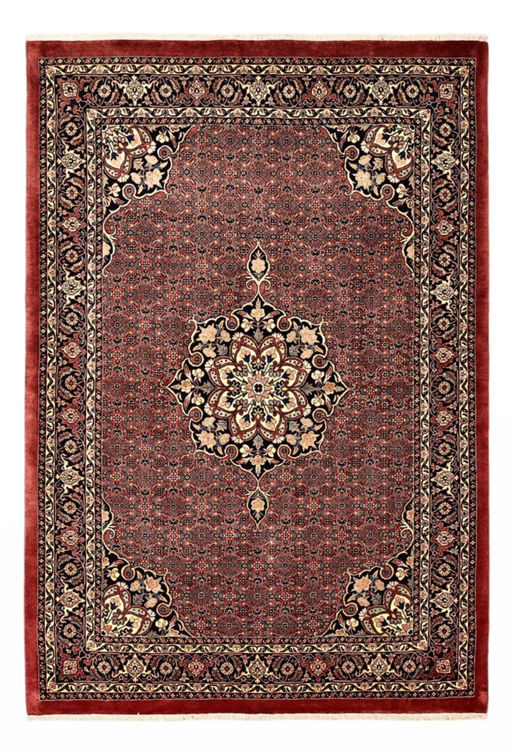 Tapis persan - Bidjar - Royal - 198 x 139 cm - rouge foncé