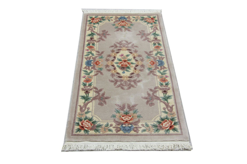Tapis chinois - 137 x 70 cm - argent