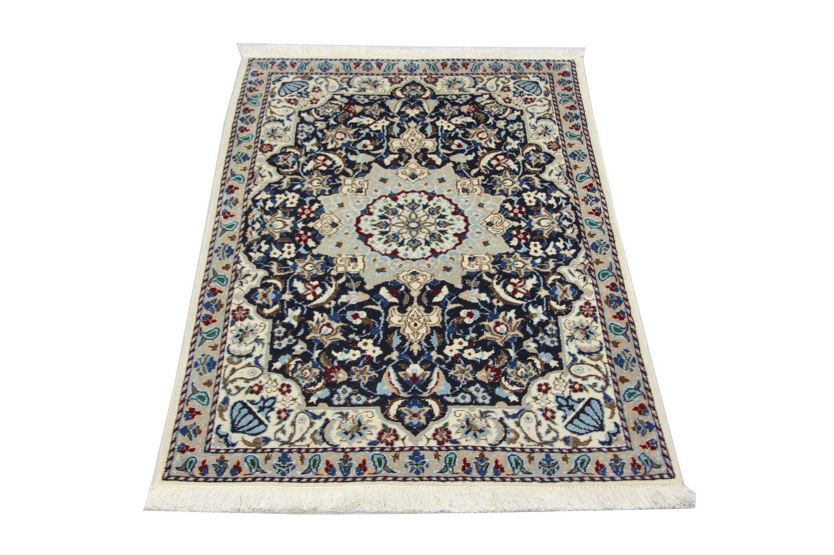 Tapis persan - Nain - 128 x 88 cm - bleu