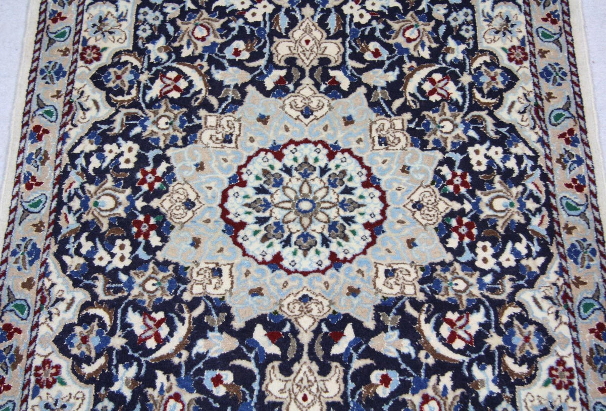 Tapis persan - Nain - 128 x 88 cm - bleu