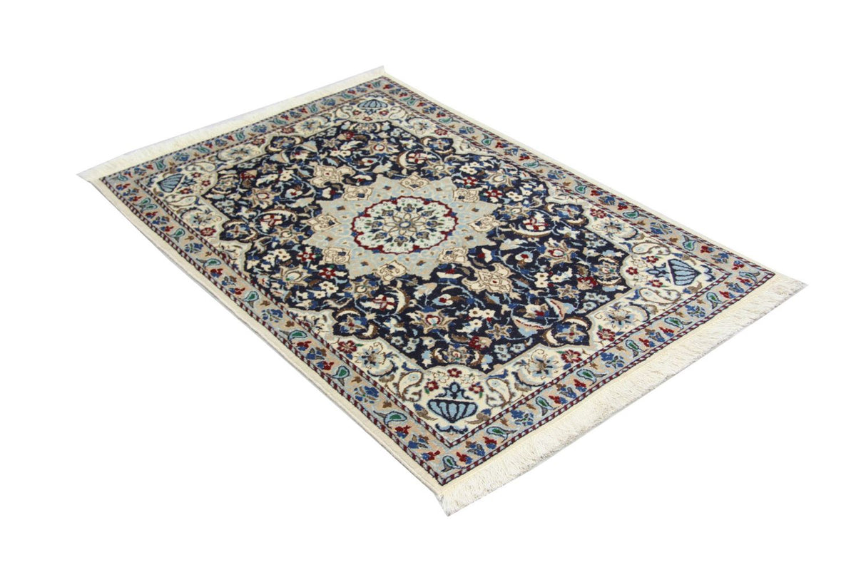 Tapis persan - Nain - 128 x 88 cm - bleu