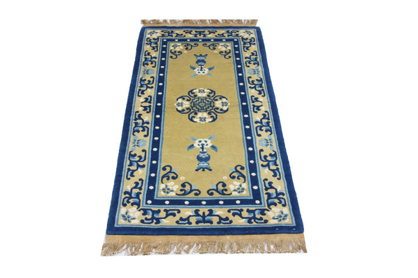 Tapis chinois - 152 x 76 cm - bleu