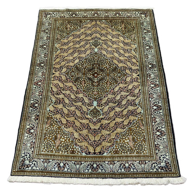 Tapis en soie - Ghom soie - Premium - 163 x 109 cm - bleu foncé