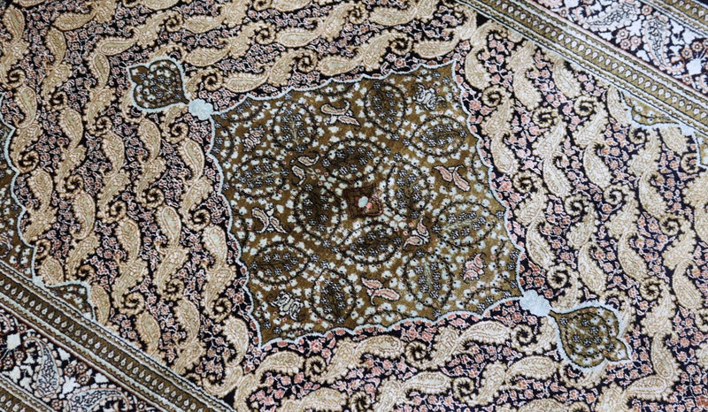 Tapis en soie - Ghom soie - Premium - 163 x 109 cm - bleu foncé