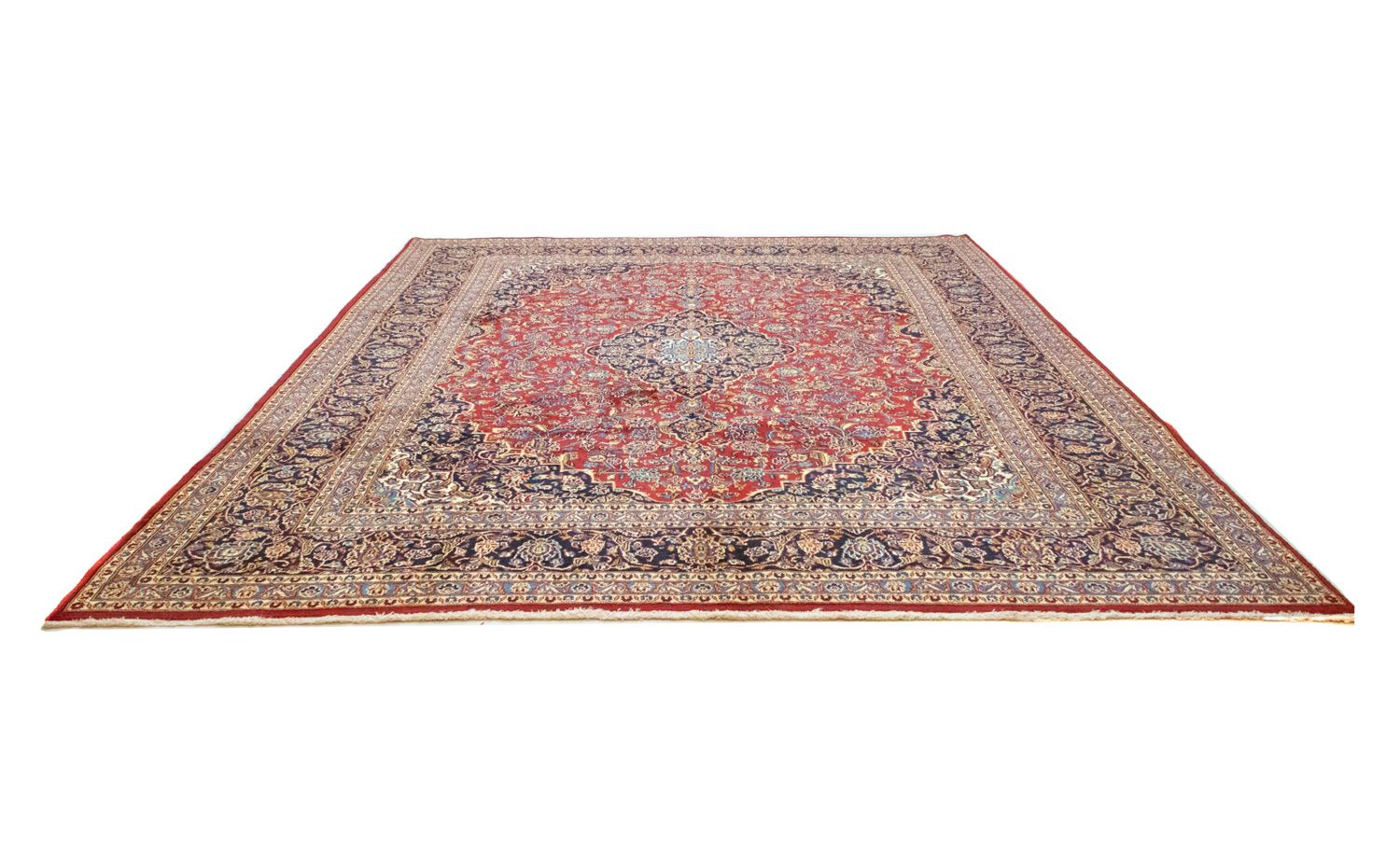 Tapis persan - Keshan - 384 x 303 cm - bleu