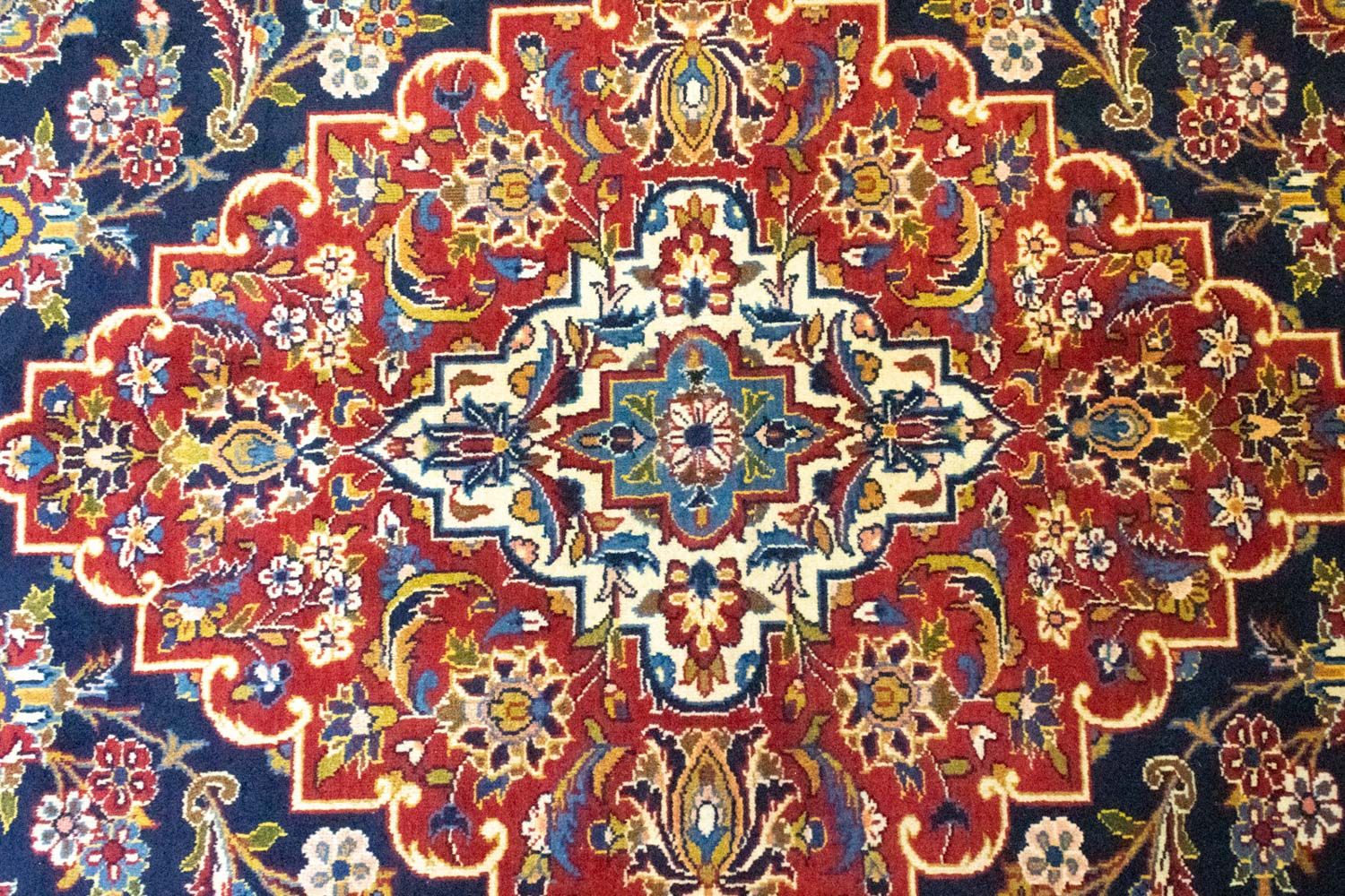 Tapis persan - Keshan - 419 x 298 cm - bleu