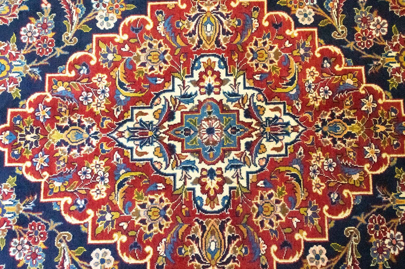 Tapis persan - Keshan - 419 x 298 cm - bleu
