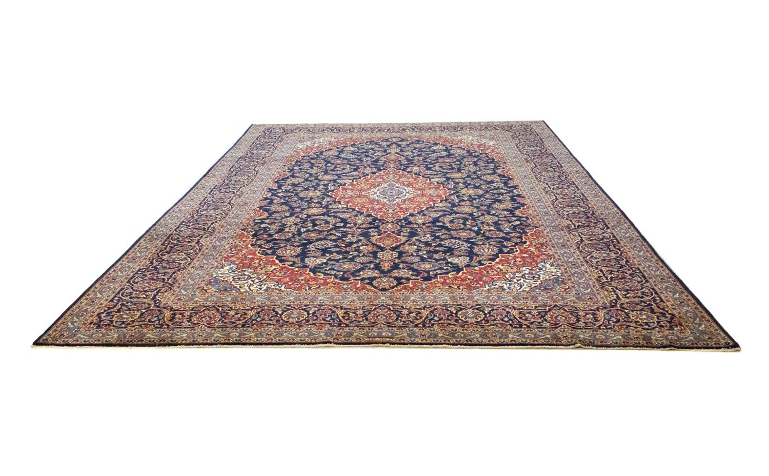 Tapis persan - Keshan - 419 x 298 cm - bleu