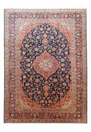 Tapis persan - Keshan - 396 x 287 cm - bleu