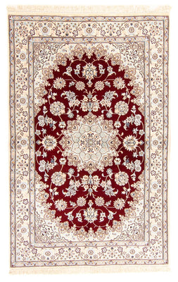 Tapis persan - Nain - Royal - 241 x 153 cm - rouge foncé