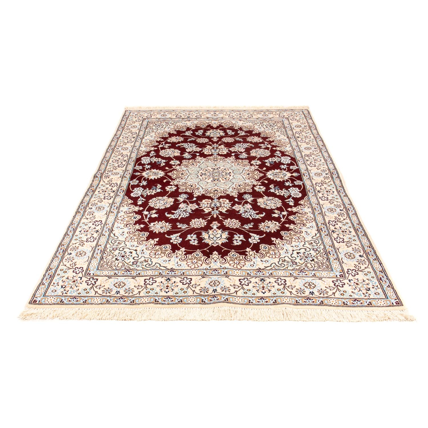 Tapis persan - Nain - Royal - 241 x 153 cm - rouge foncé