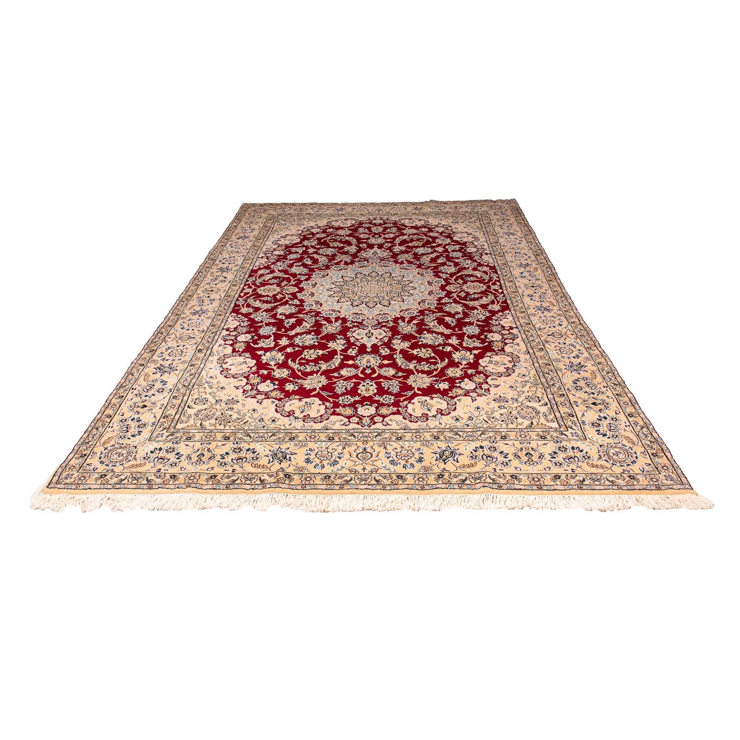 Tapis persan - Nain - Royal - 306 x 197 cm - rouge foncé