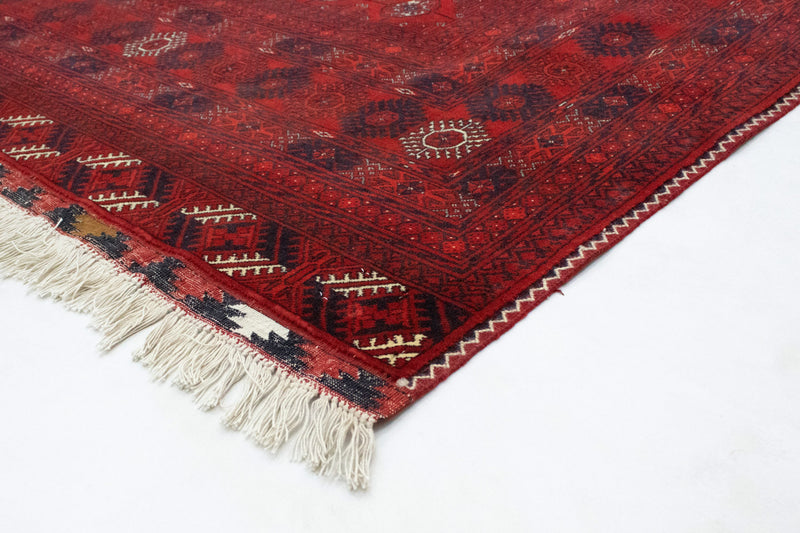 Tapis afghan - Boukhara - 301 x 195 cm - rouge foncé