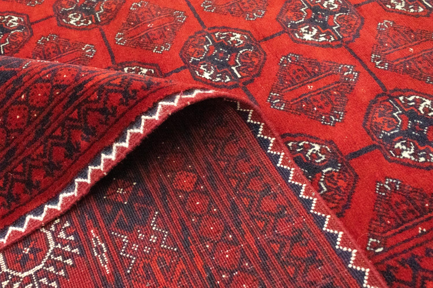 Tapis afghan - Boukhara - 301 x 195 cm - rouge foncé