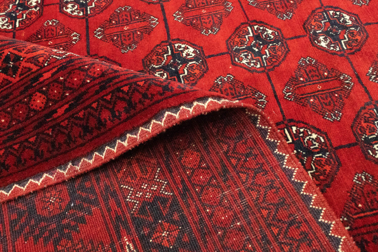 Tapis afghan - Boukhara - 298 x 200 cm - rouge foncé